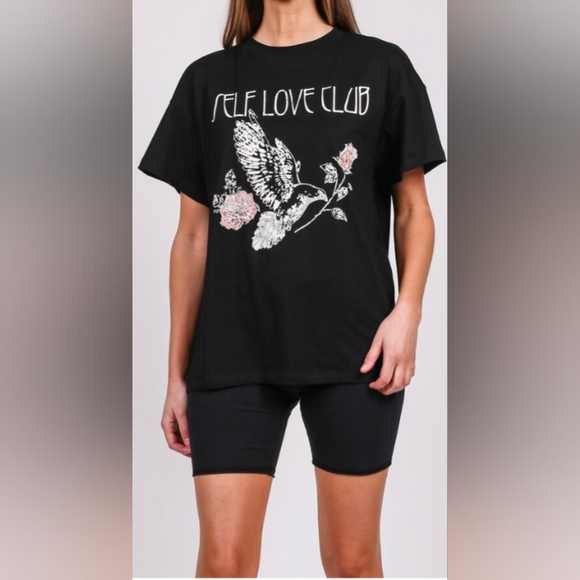 Brunette The Label Tops - Nwt Brunette The Label BTL Self Love 💕 Dove 🕊️ Graphic  T-Shirt Size XS/S